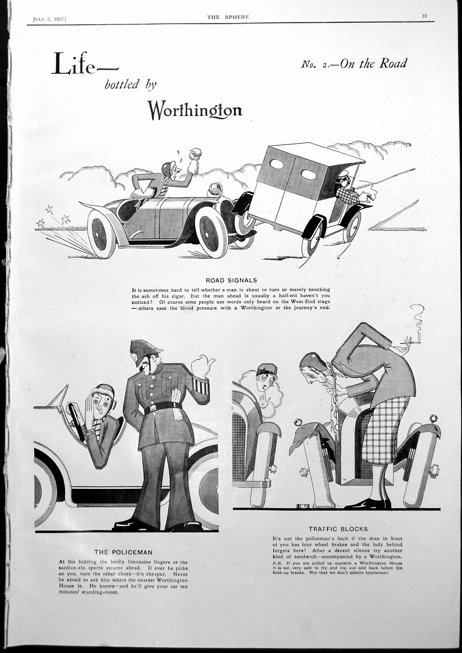 Alter Vintage Druck Worthington Life On The Road Damen Eau De Cologne 1927 20.